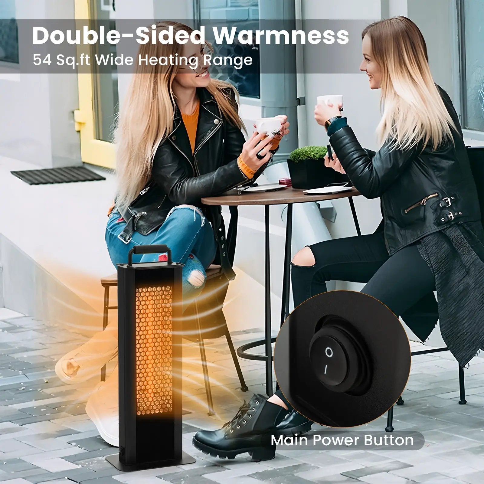 IP65 Waterproof Aluminum Heater with Double-Sided Heating and Overheat Protection-Black by DirectDeals