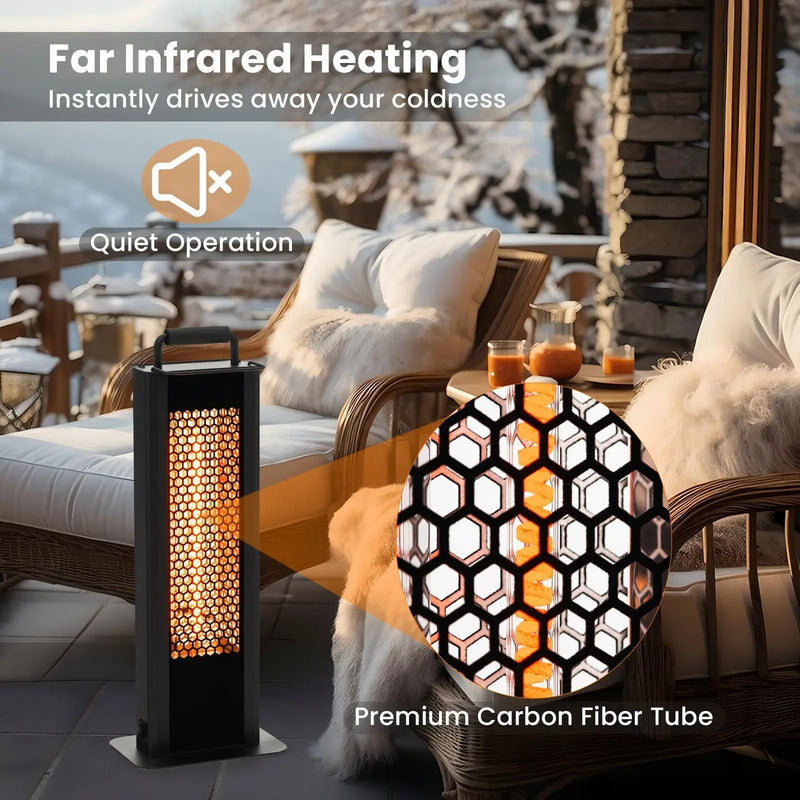 IP65 Waterproof Aluminum Heater with Double-Sided Heating and Overheat Protection-Black by DirectDeals