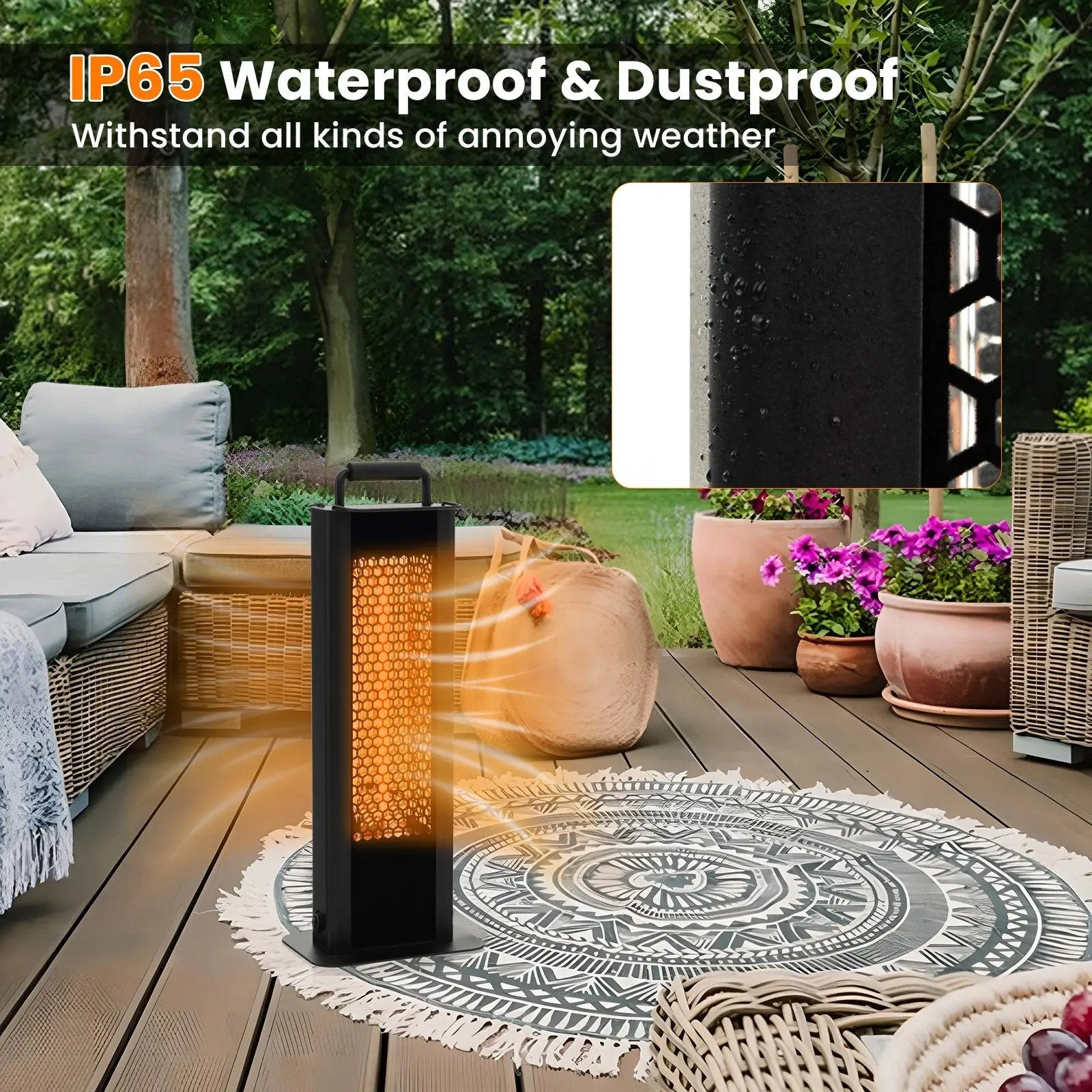 IP65 Waterproof Aluminum Heater with Double-Sided Heating and Overheat Protection-Black by DirectDeals