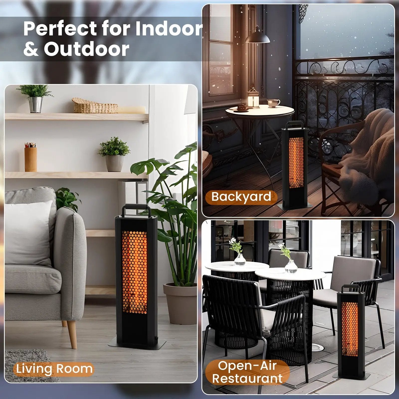 IP65 Waterproof Aluminum Heater with Double-Sided Heating and Overheat Protection-Black by DirectDeals