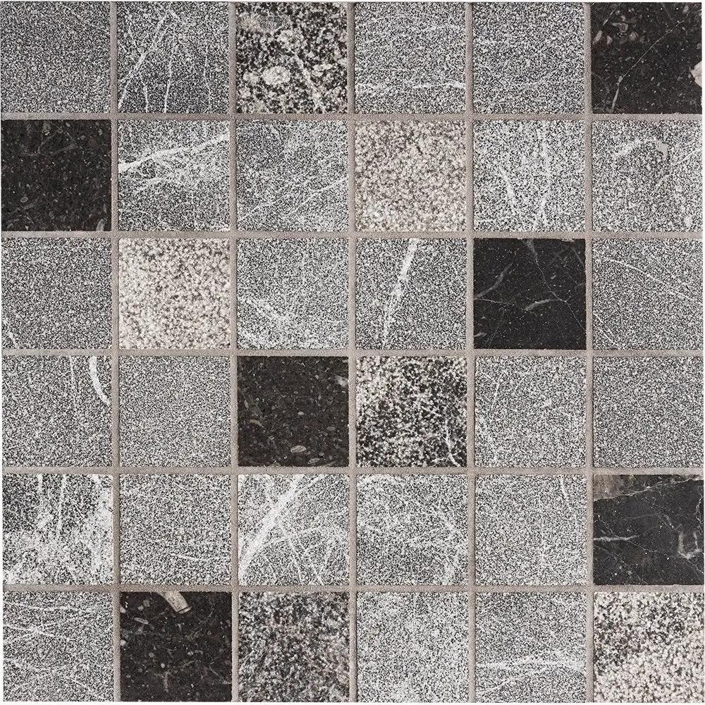 Iris Black Textured 2x2 Marble Mosaics 12x12 by Stonetiledepot