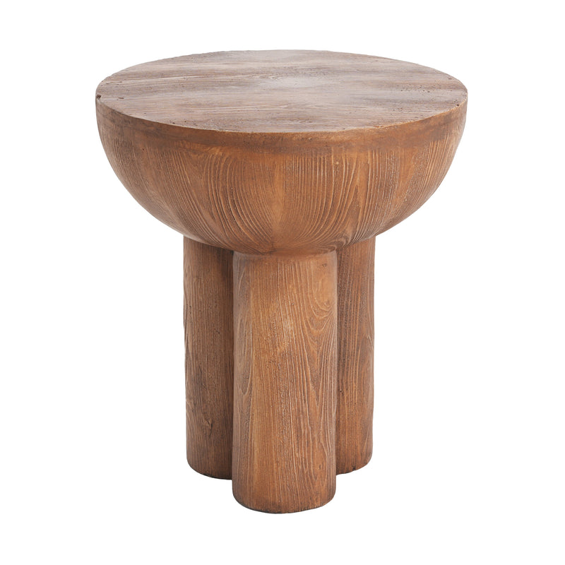 Iris Outdoor Patio Three-Legged Wood-Grain Side Table, photo 10 of 16