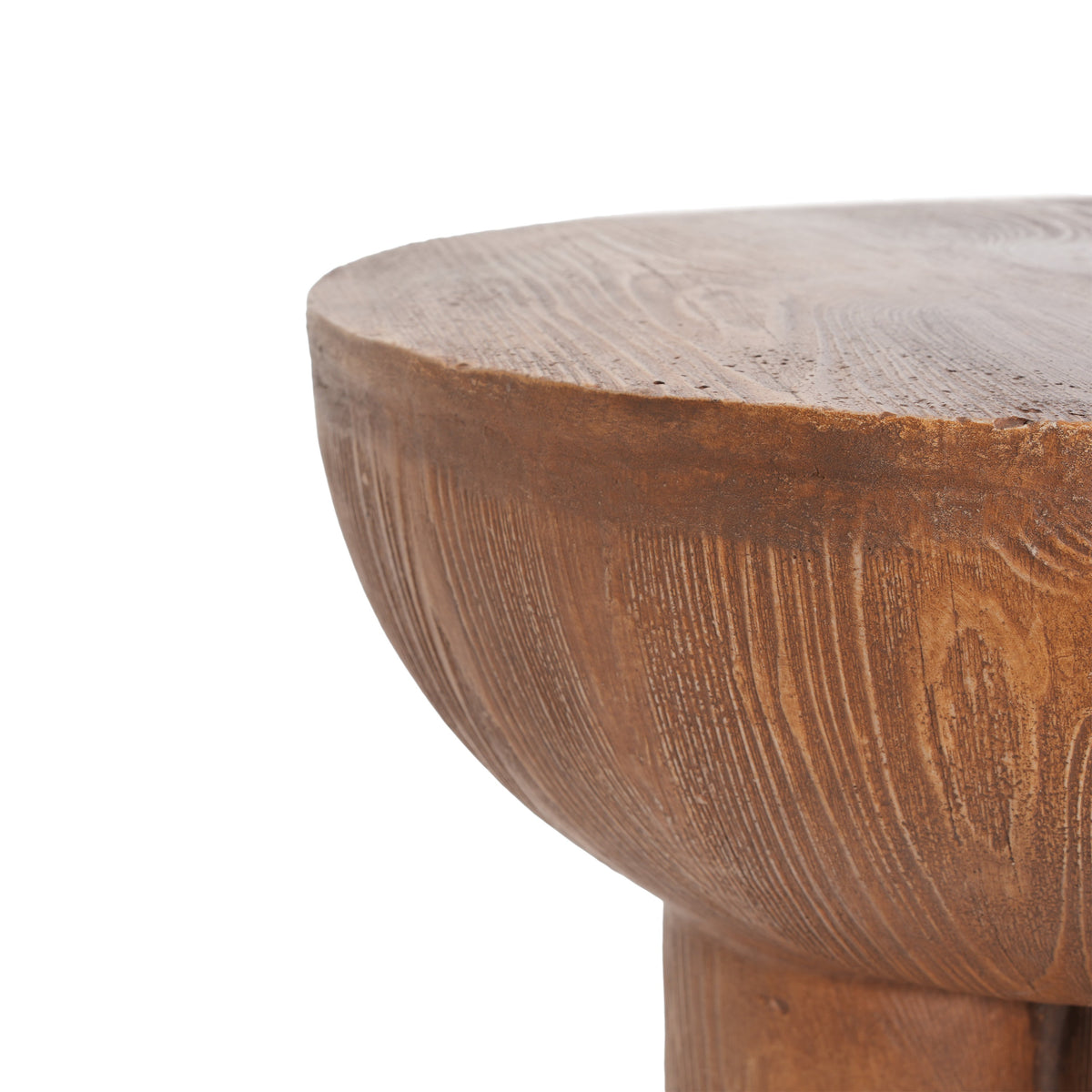 Iris Outdoor Patio Three-Legged Wood-Grain Side Table, photo 14 of 16
