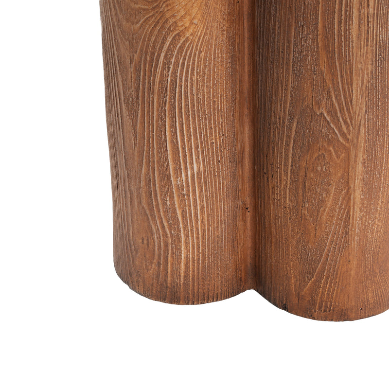 Iris Outdoor Patio Three-Legged Wood-Grain Side Table, photo 16 of 16