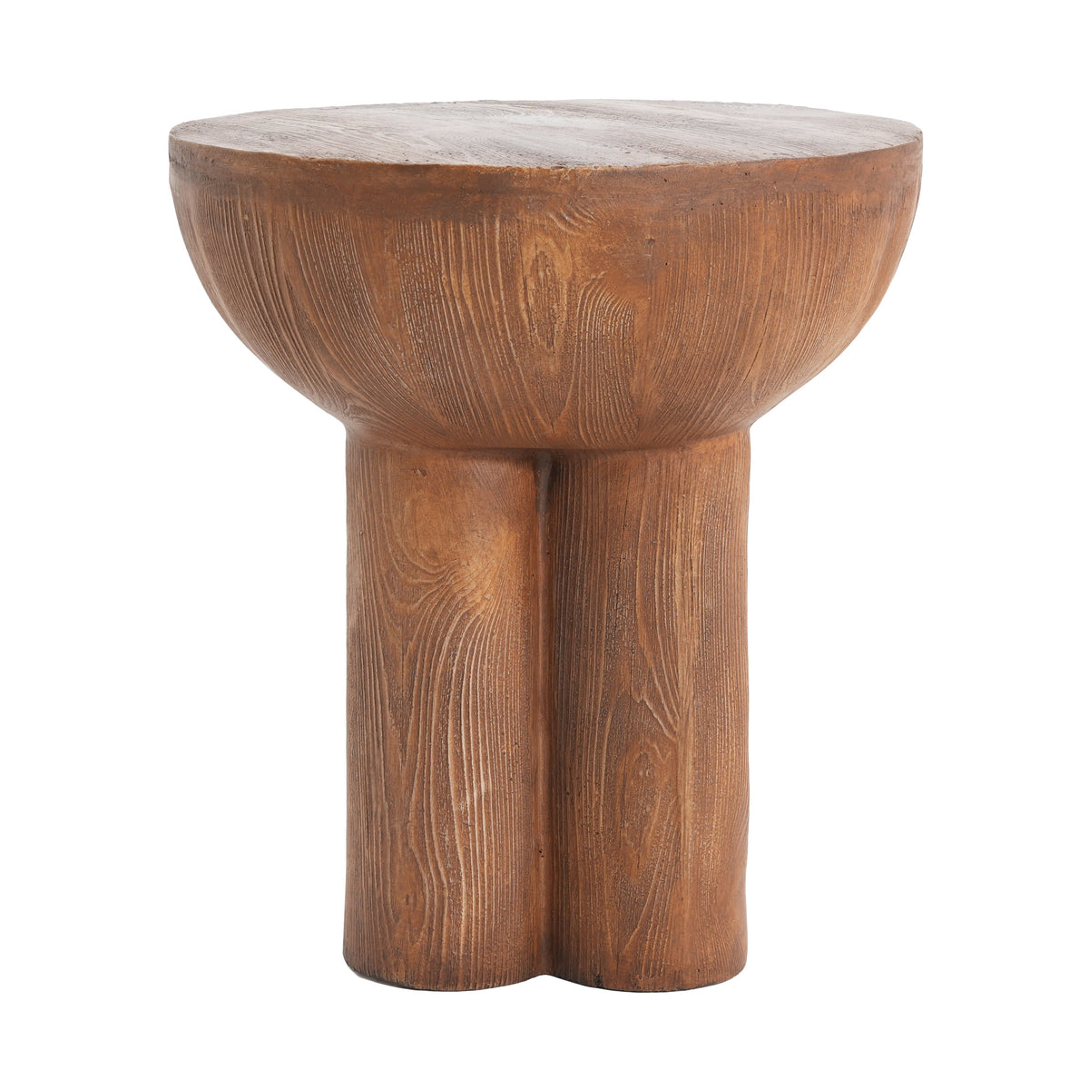 Iris Outdoor Patio Three-Legged Wood-Grain Side Table, photo 8 of 16