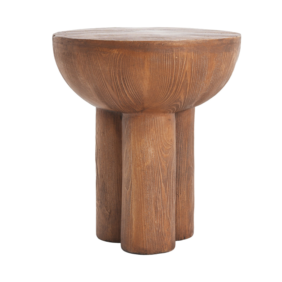 Iris Outdoor Patio Three-Legged Wood-Grain Side Table, photo 9 of 16