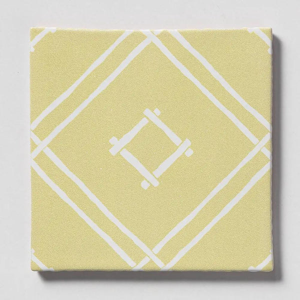 Island House Lemon, Royal White Glossy Chez Bamboo Glazed Terracotta Tiles 6x6