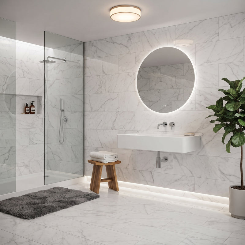 White Carrara Honed Marble Tiles 12x24