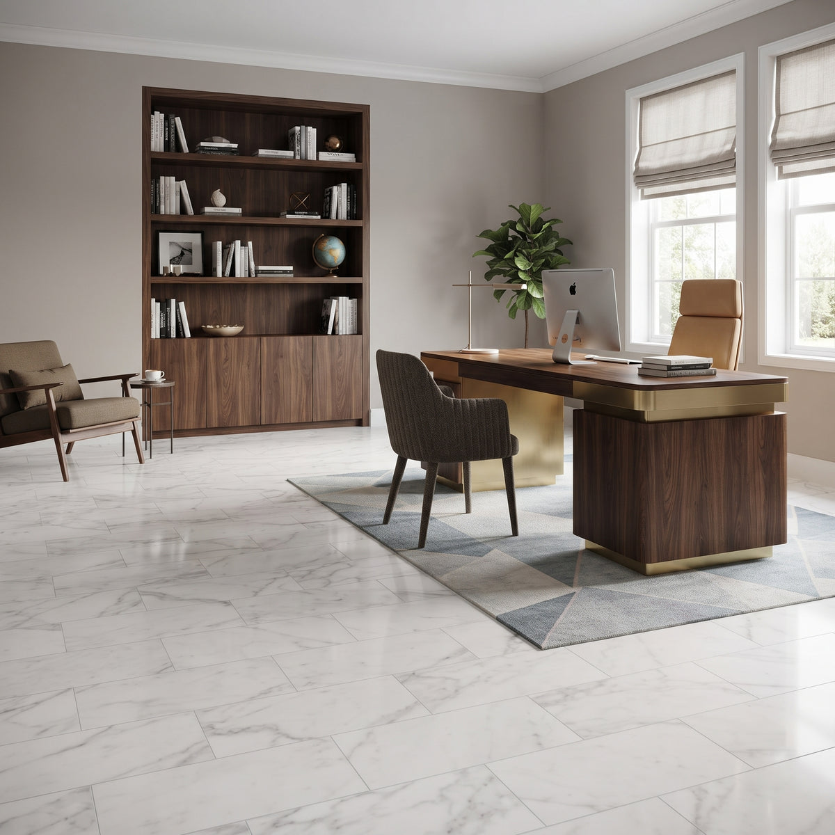 White Carrara Honed Marble Tiles 12x24, photo 5 of 6