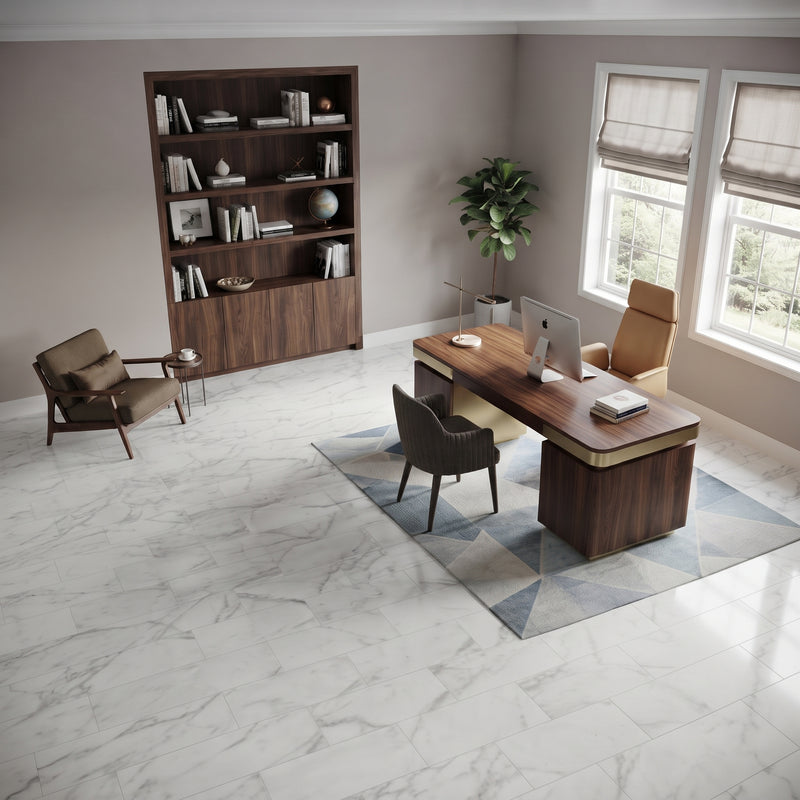 White Carrara Honed Marble Tiles 12x24, photo 6 of 6