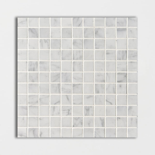Italian Carrara Polished 1x1 Marble Mosaics 12x12
