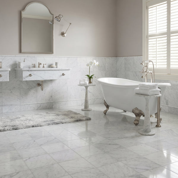 Italian Carrara Polished Marble Tiles 12x12