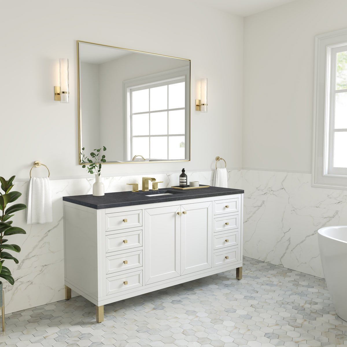 James Martin Chicago 60" Single Bathroom Vanity, Glossy White, view 36