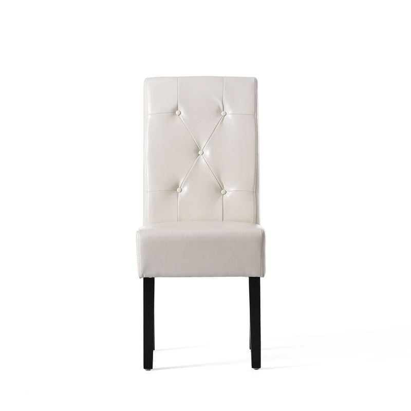 Carter 5-Tuft KD Dining Chair with Bonded Leather - Ivory, photo 6 of 10