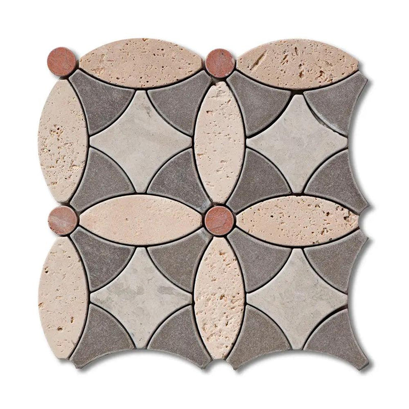 Ivory Tumbled Aspendos Marble Mosaics 8x8 by Stonetiledepot