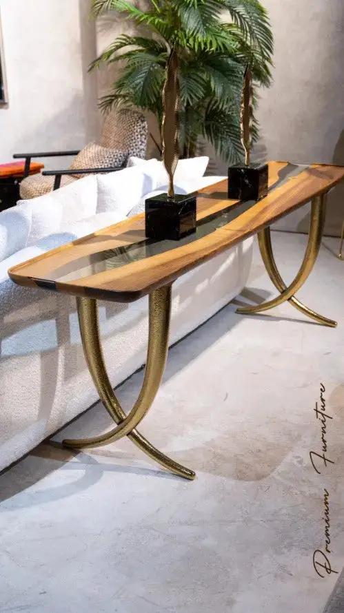 Epoxy Resin Sofa & Console table made of Walnut wood | Ivory Collection by Gizz