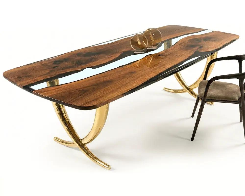 Luxurious Ivory Shaped Legs Epoxy Resin Dining Room Table by Gizz