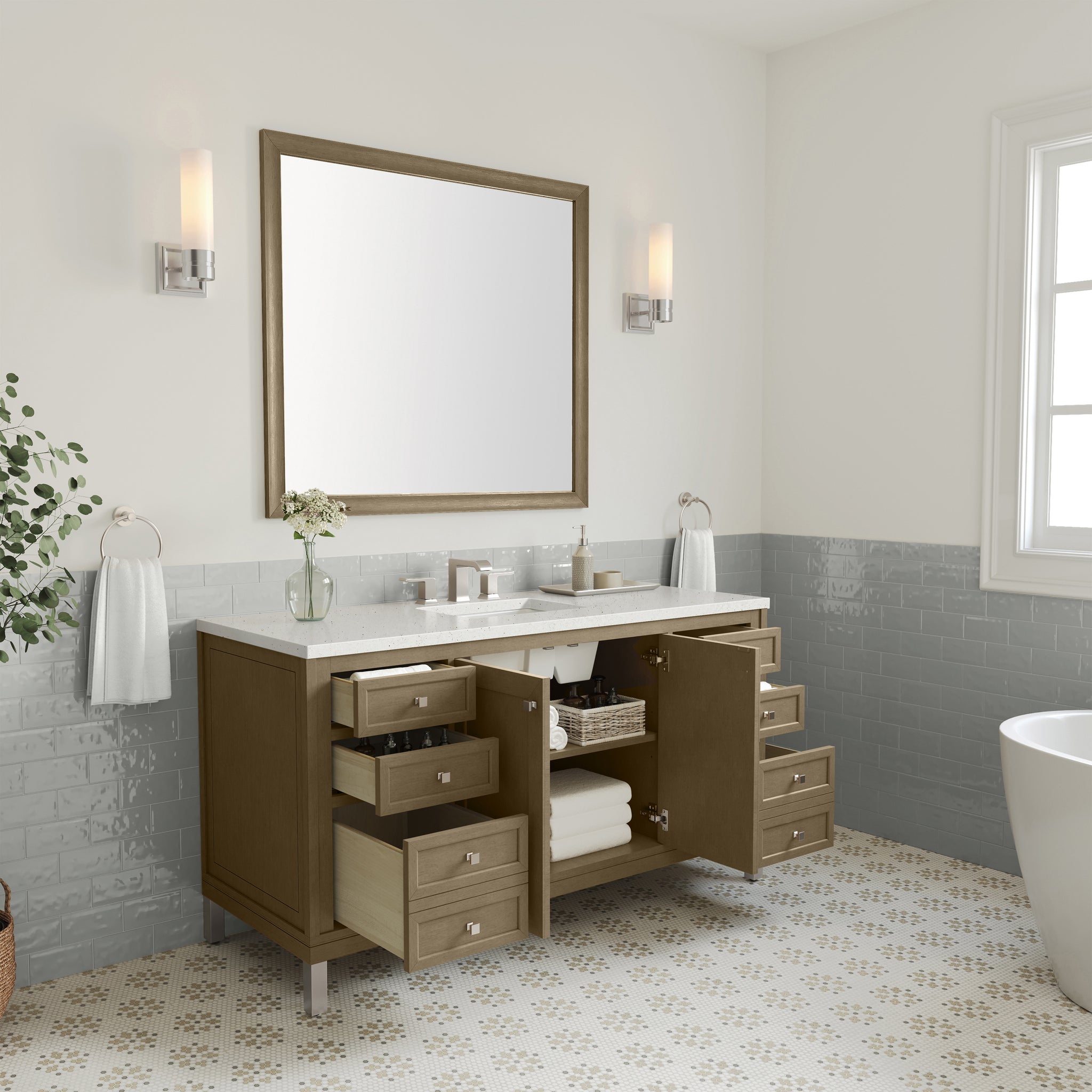 James Martin Chicago 60" Single Bathroom Vanity, Walnut Whisper by James Martin
