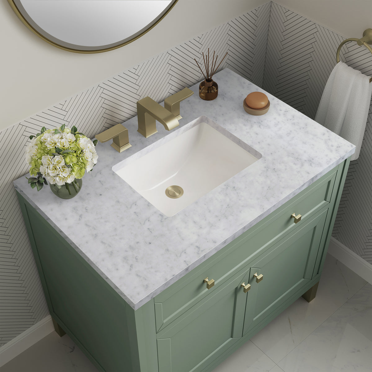 James Martin Chicago 36" Single Bathroom Vanity, Smokey Celadon, view 38