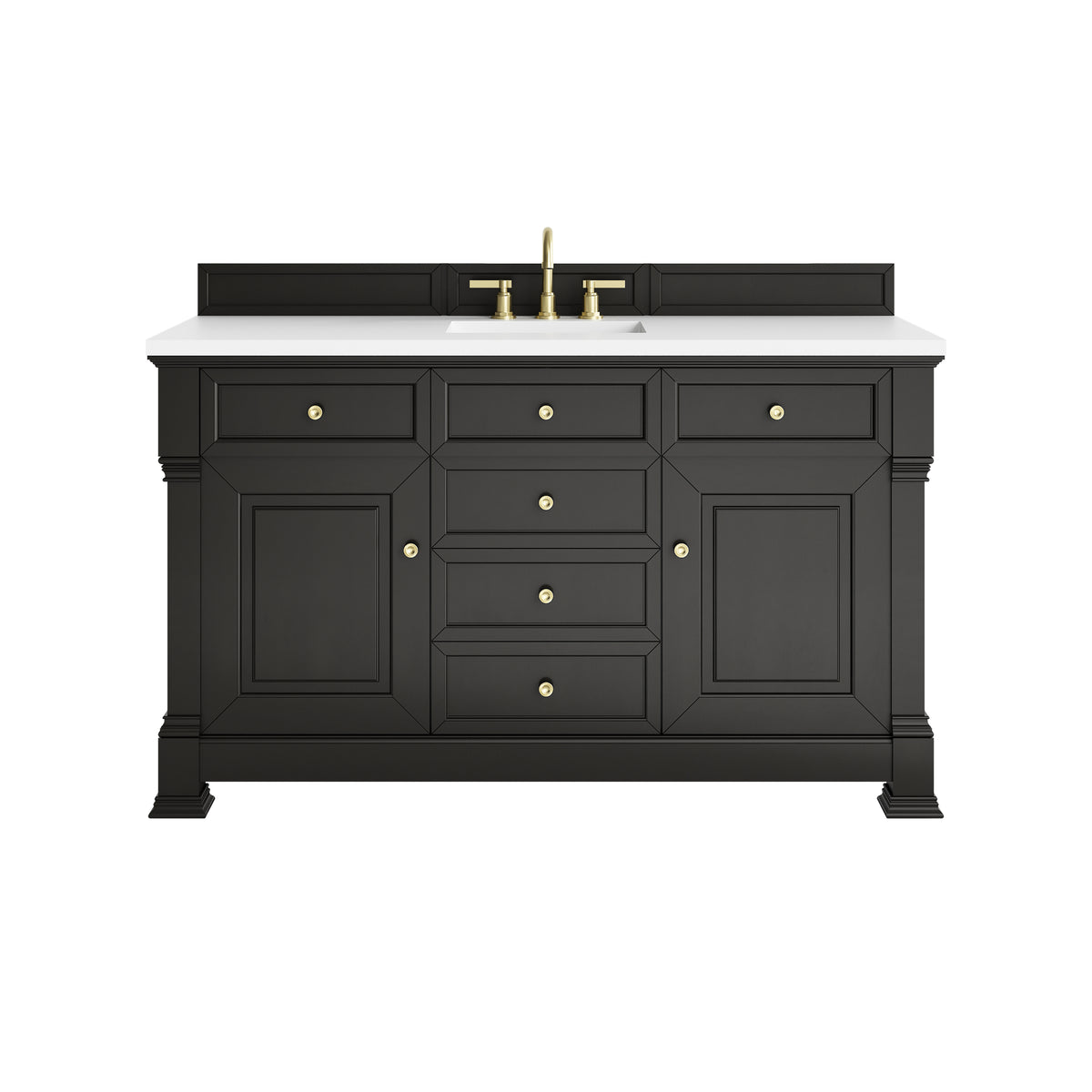James Martin Brookfield 60" Single Bathroom Vanity, Black Onyx with White Zeus countertop