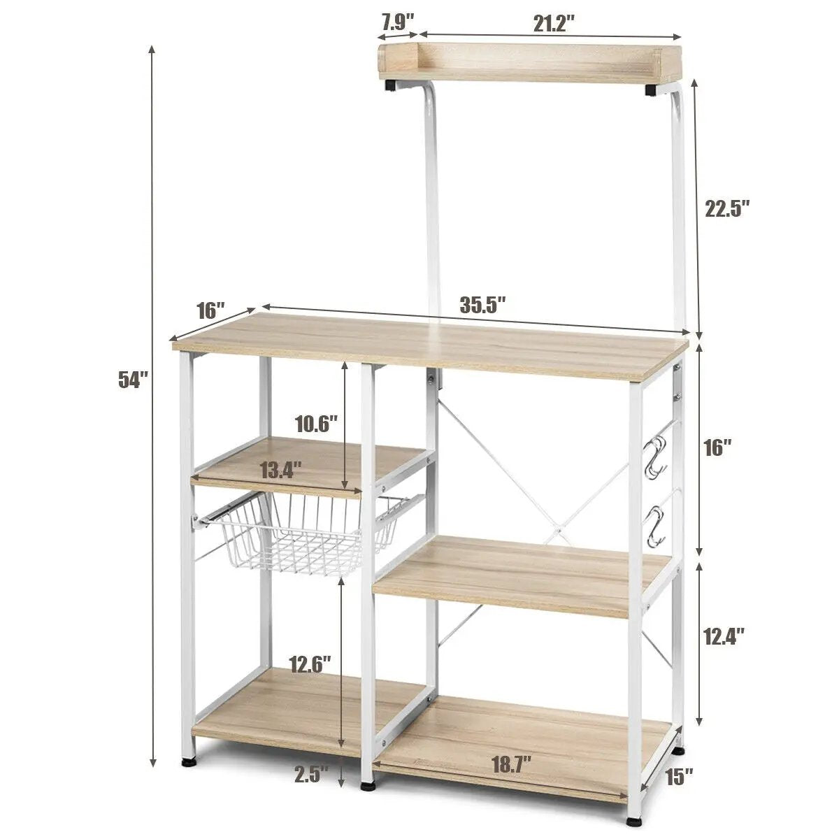 4 Tier Vintage Kitchen Baker's Rack Utility Microwave Stand-Coffee by DirectDeals