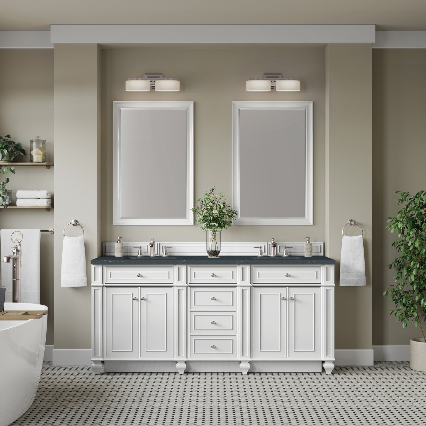 James Martin Bristol 72" Double Bathroom Vanity, Bright White by James Martin