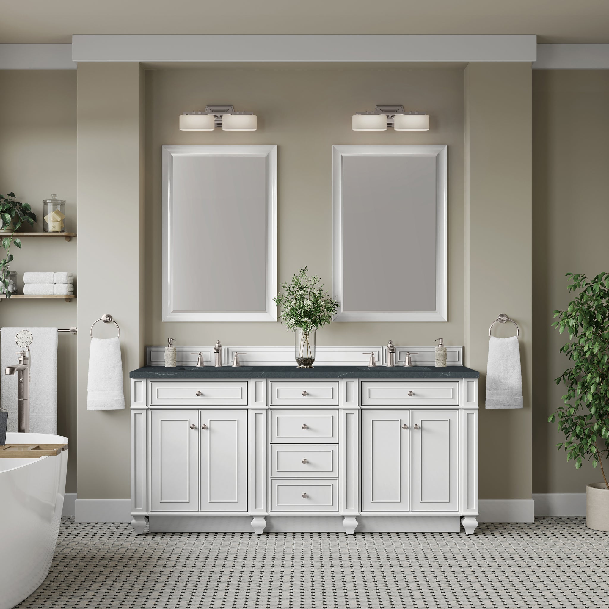 James Martin Bristol 72" Double Bathroom Vanity, Bright White by James Martin