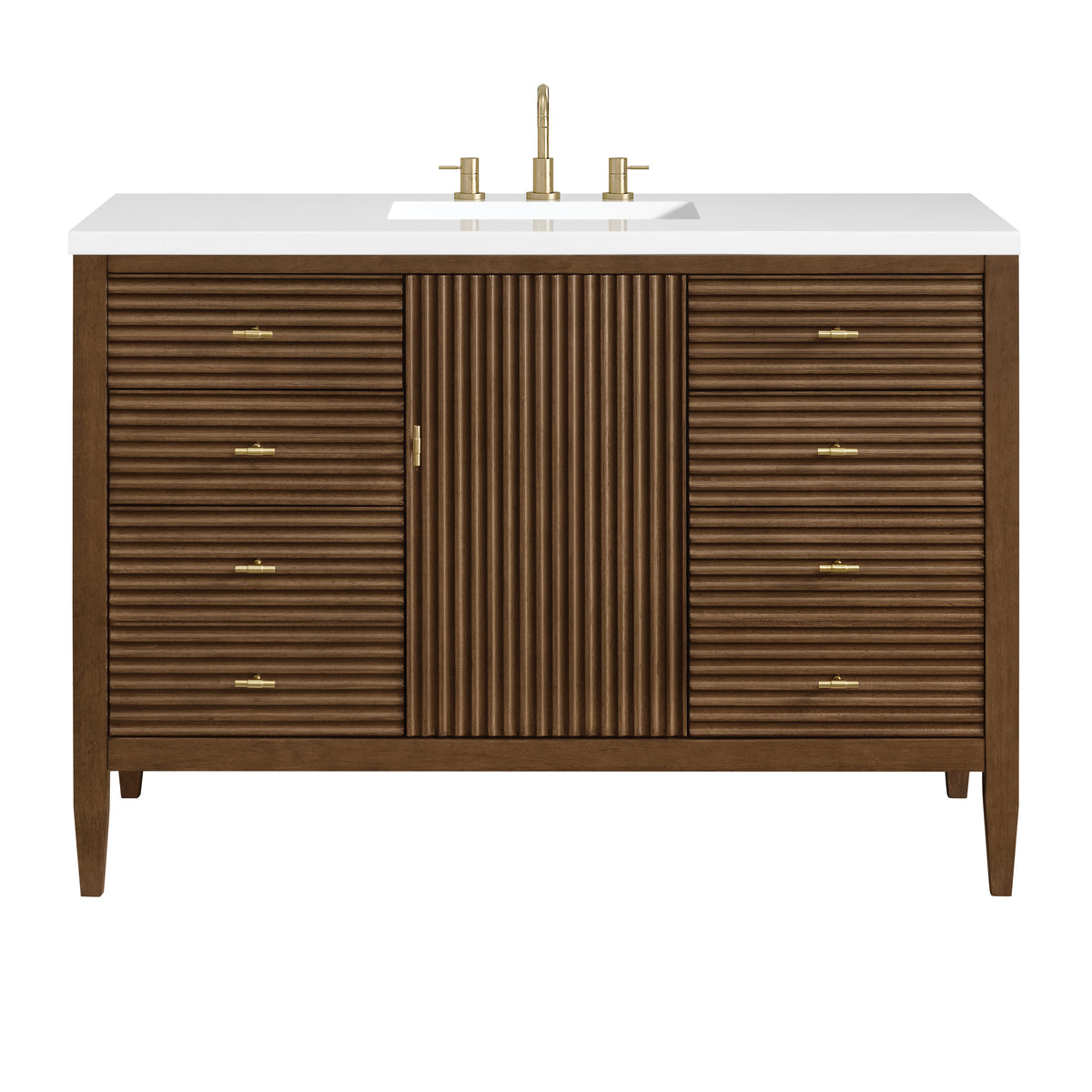 James Martin Myrrin 48" Single Bathroom Vanity, Mid-Century Walnut, cabinet without a countertop