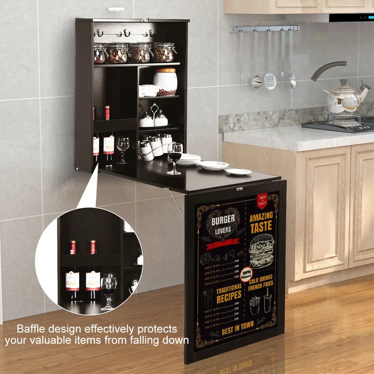 Convertible Wall Mounted Table with A Chalkboard by DirectDeals