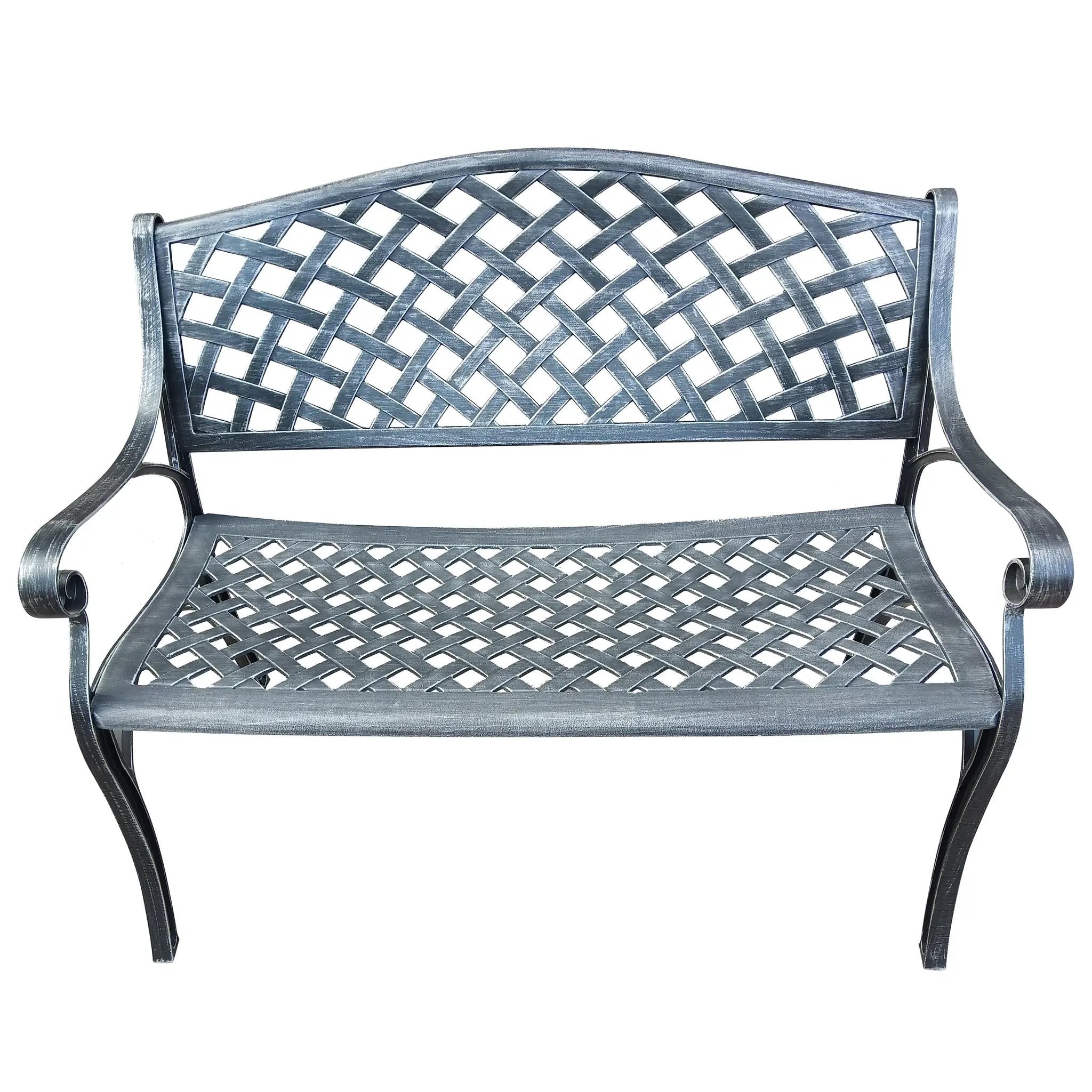 Outdoor Aluminum Modern 40-in Grey Patio Bench Loveseat by Sharicks