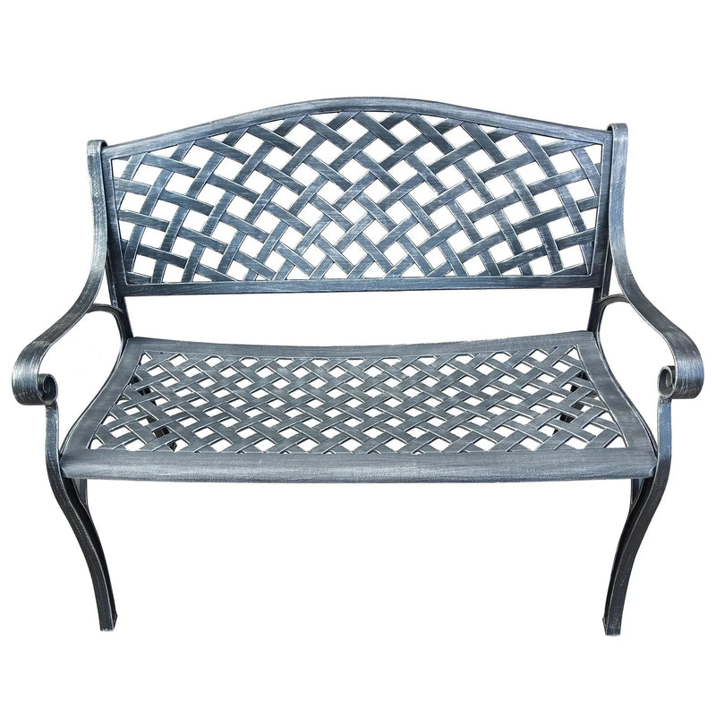 Outdoor Aluminum Modern 40-in Grey Patio Bench Loveseat by Sharicks
