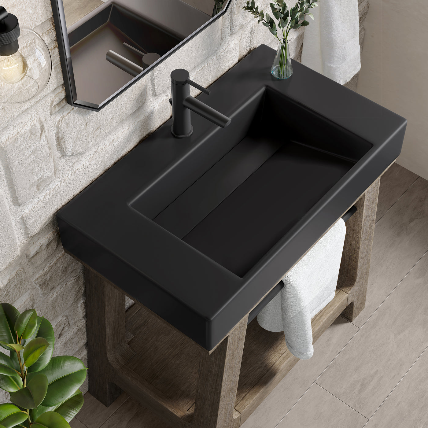 James Martin Auburn 31.5" Single Console Vanity, Weathered Timber by James Martin