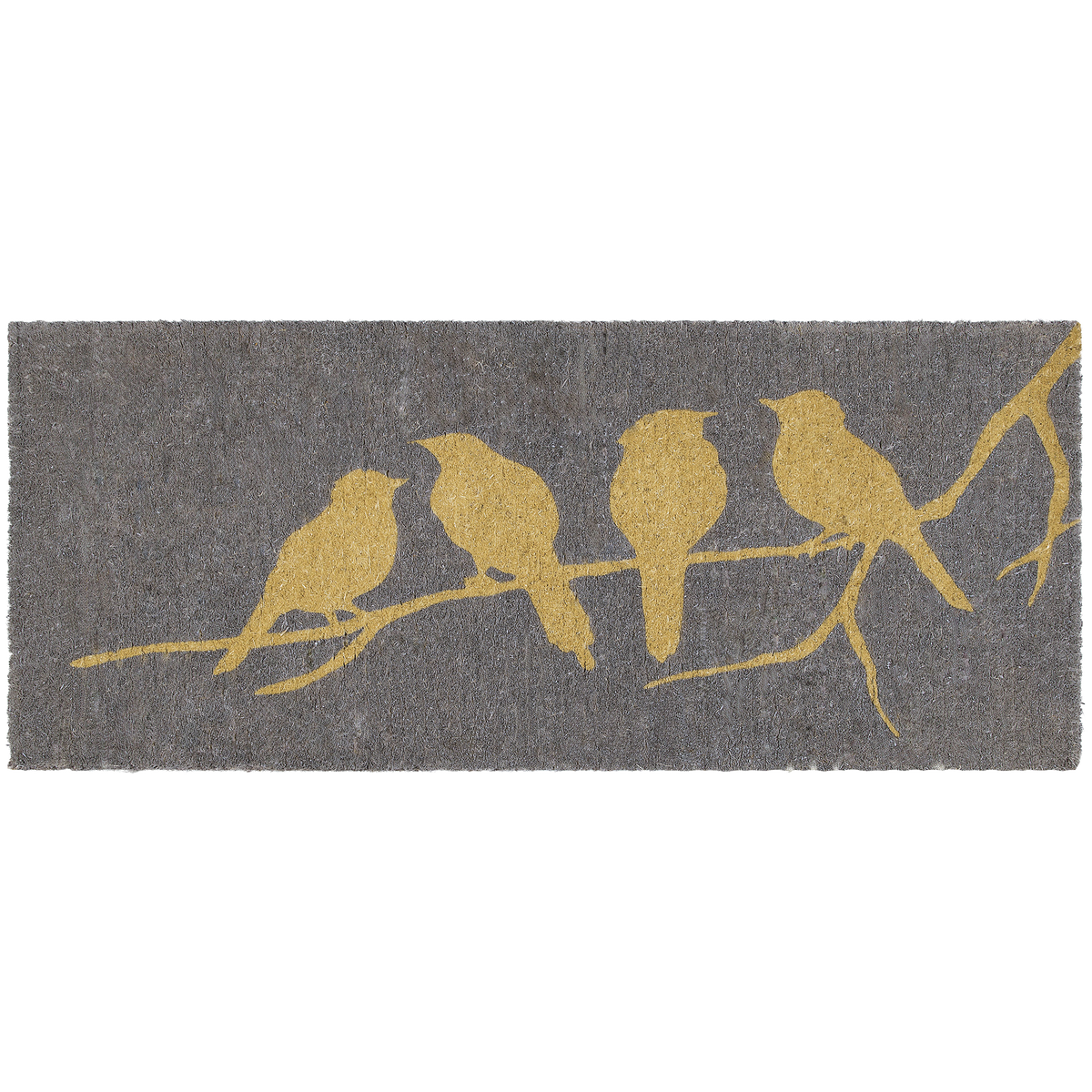 Birds On Branch - Gray Coir Doormat by Fab Habitat