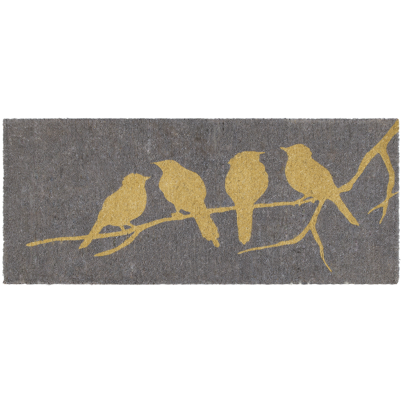 Birds On Branch - Gray Coir Doormat by Fab Habitat