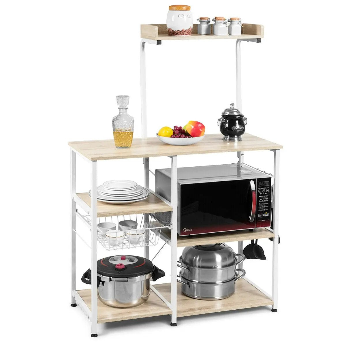 4 Tier Vintage Kitchen Baker's Rack Utility Microwave Stand-Coffee by DirectDeals