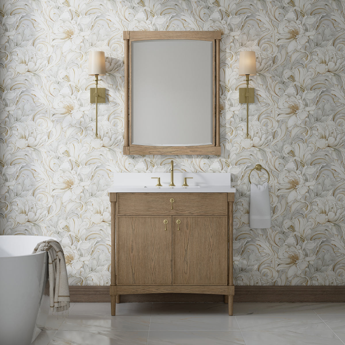James Martin Kinnsden 36" Single Bathroom Vanity, Weathered Oak, view 33