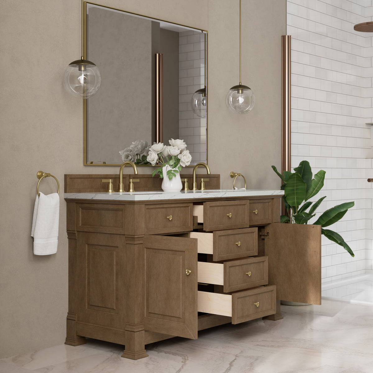 James Martin Brookfield 60" Double Bathroom Vanity, Pecan, view 36