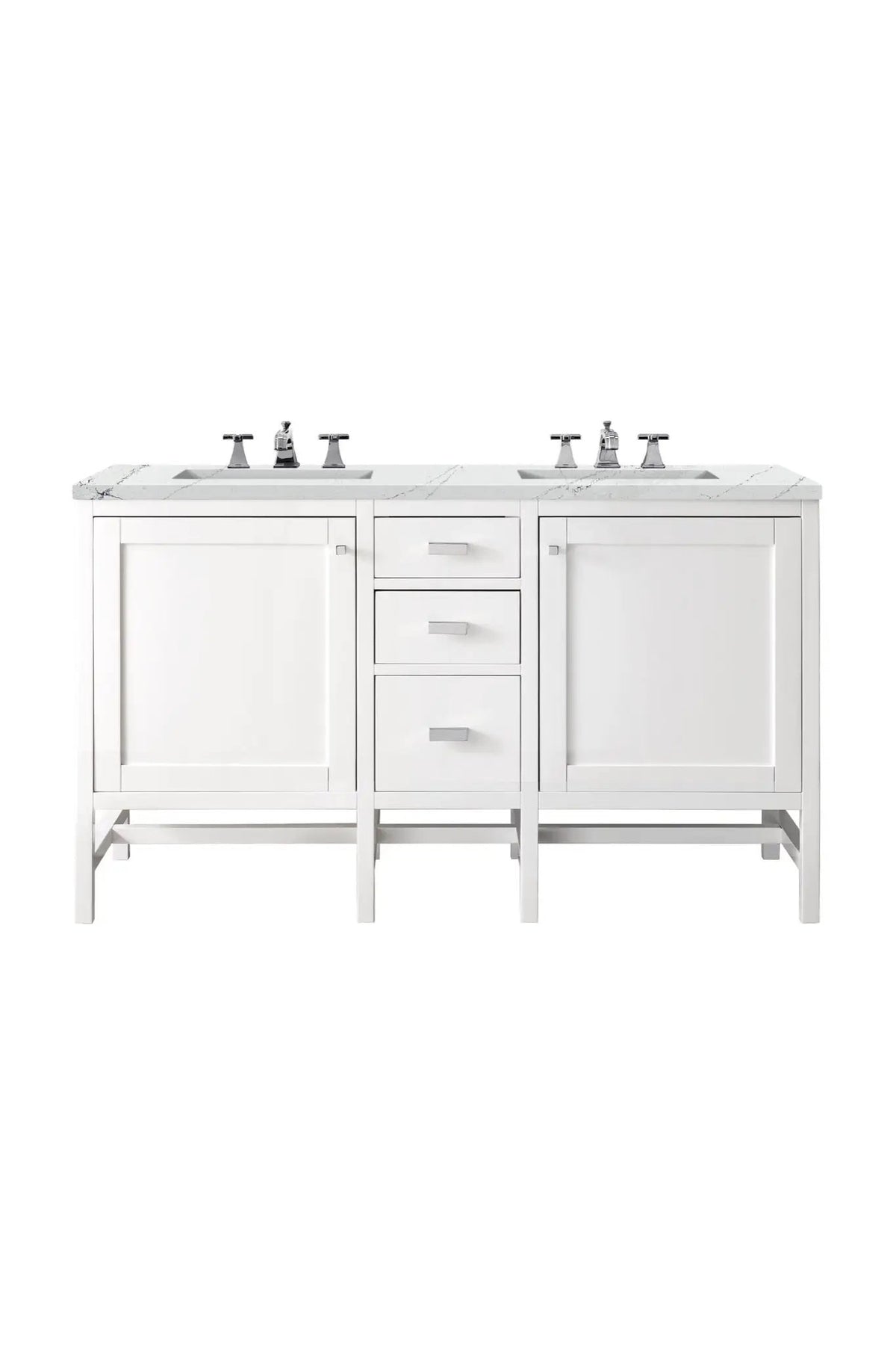 James Martin Addison 60" Double Bathroom Vanity, Glossy White by James Martin