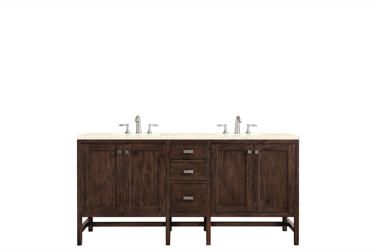 James Martin Addison 72" Double Bathroom Vanity, Mid-Century Acacia by James Martin