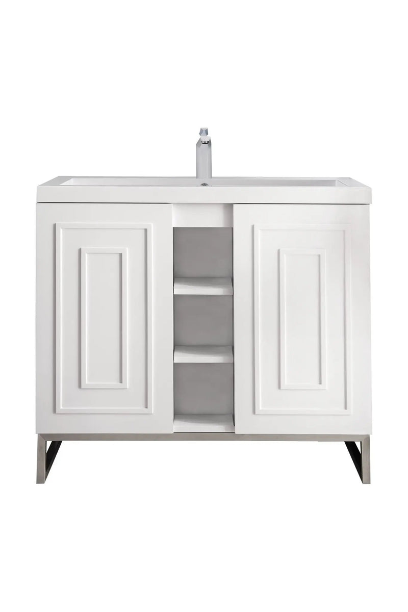 James Martin Alicante' 39.5" Single Bathroom Vanity, Glossy White, photo 3 of 8