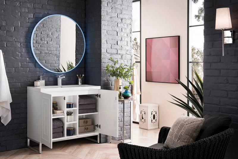 James Martin Alicante' 39.5" Single Bathroom Vanity, Glossy White, photo 7 of 8