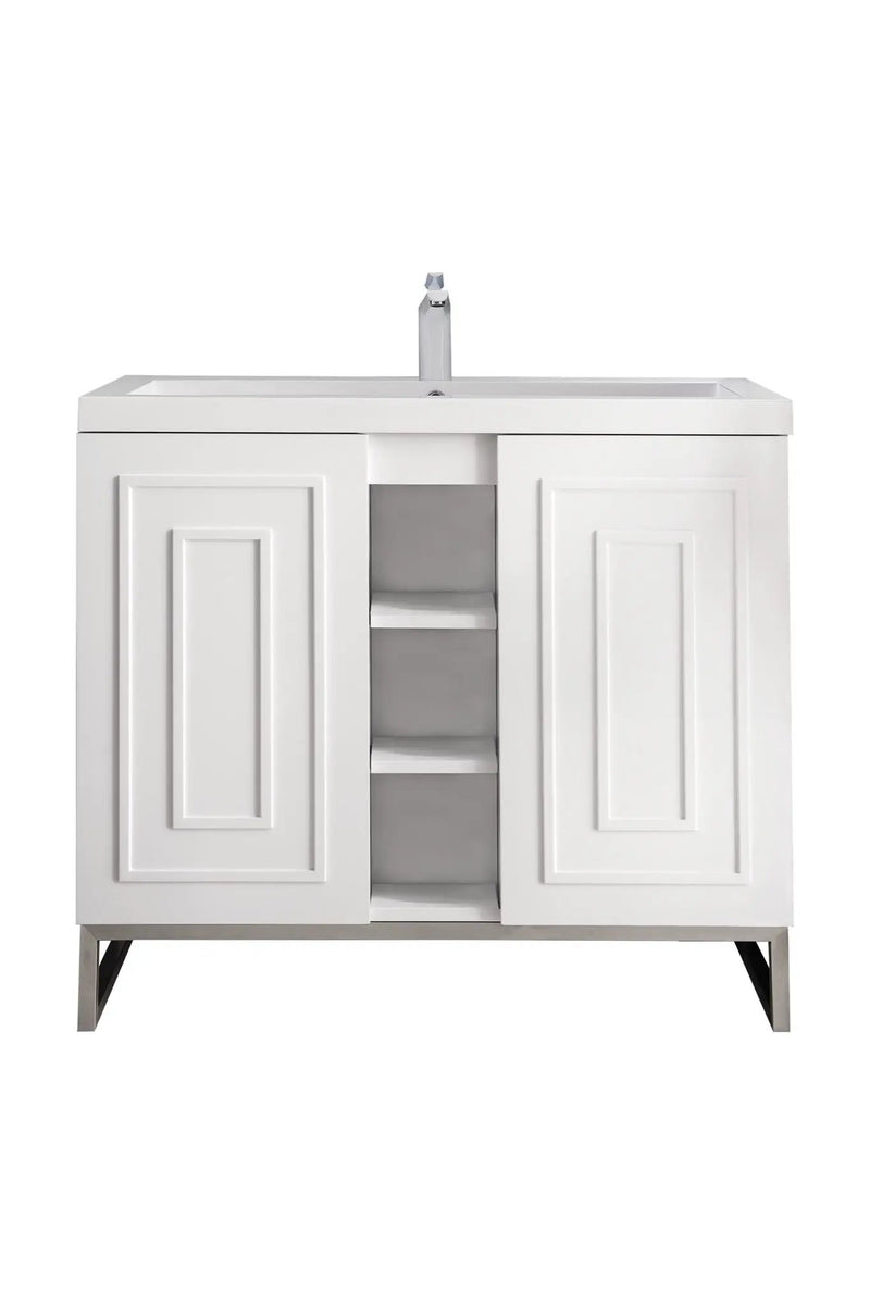 James Martin Alicante' 39.5" Single Bathroom Vanity, Glossy White, photo 4 of 8