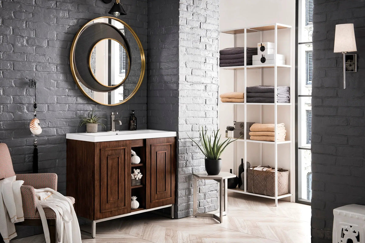 James Martin Alicante' 39.5" Single Bathroom Vanity, Mid-Century Acacia, photo 6 of 8