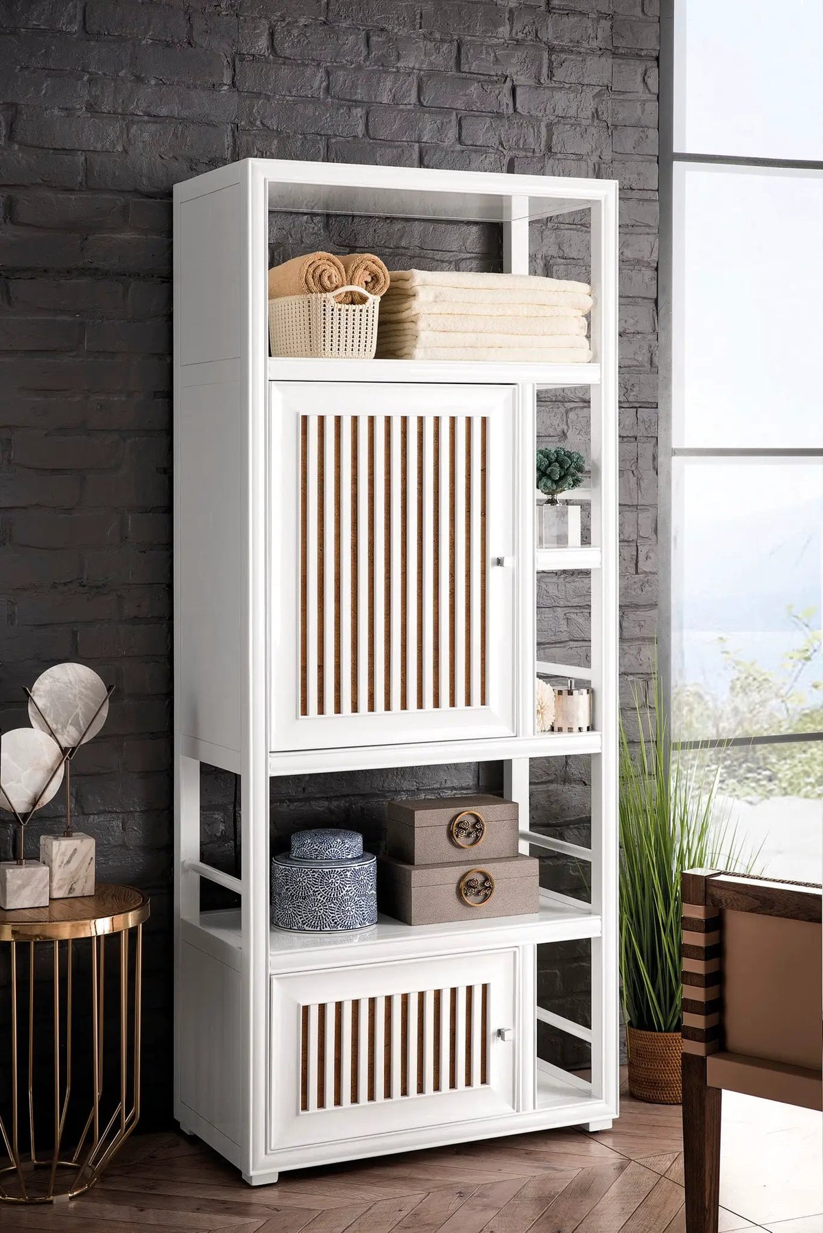 James Martin Athens 30" Linen Cabinet, Glossy White, photo 12 of 13