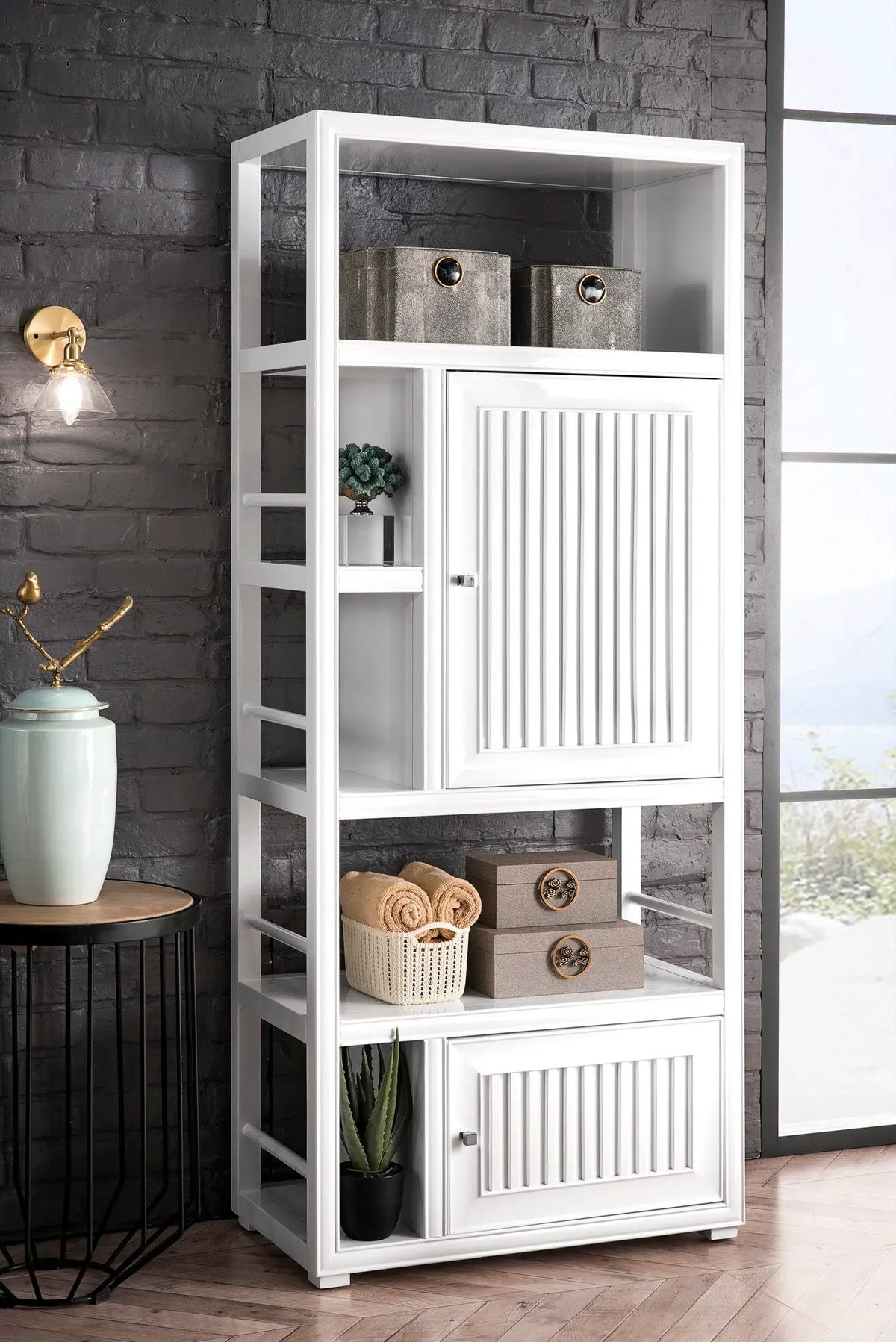 James Martin Athens 30" Linen Cabinet, Glossy White, photo 8 of 13