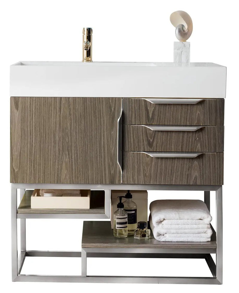 James Martin Columbia 36" Single Vanity Cabinet, Ash Gray, photo 5 of 7