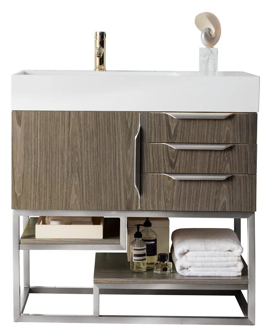 James Martin Columbia 36" Single Vanity Cabinet, Ash Gray, photo 3 of 7