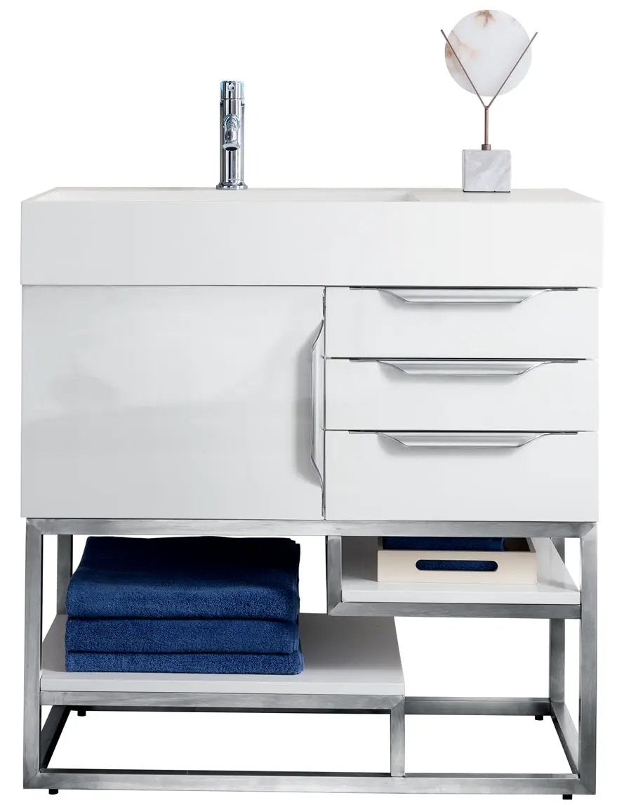 James Martin Columbia 36" Single Vanity Cabinet, Glossy White, photo 4 of 6
