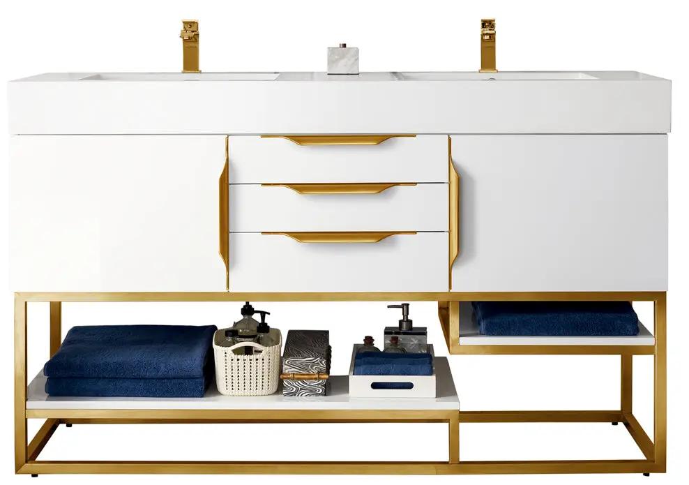 James Martin Columbia 59" Double Bathroom Vanity, Glossy White, photo 7 of 7