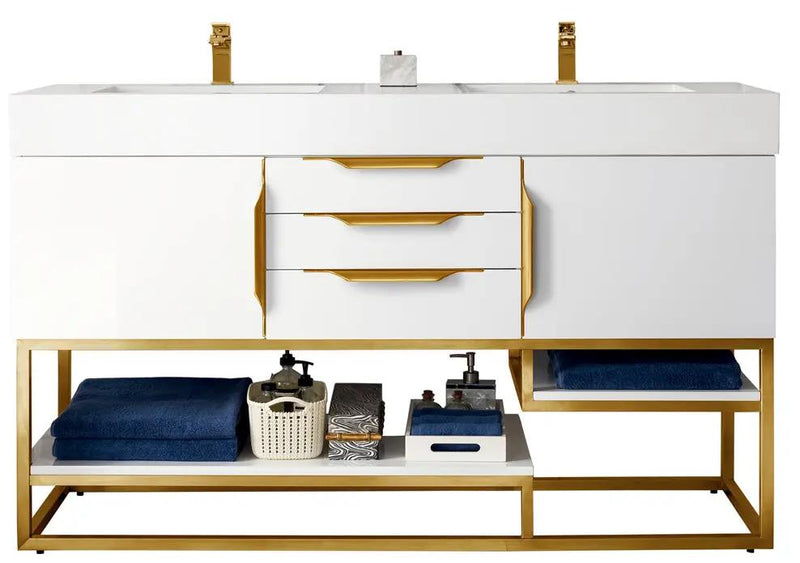James Martin Columbia 59" Double Bathroom Vanity, Glossy White, photo 7 of 7